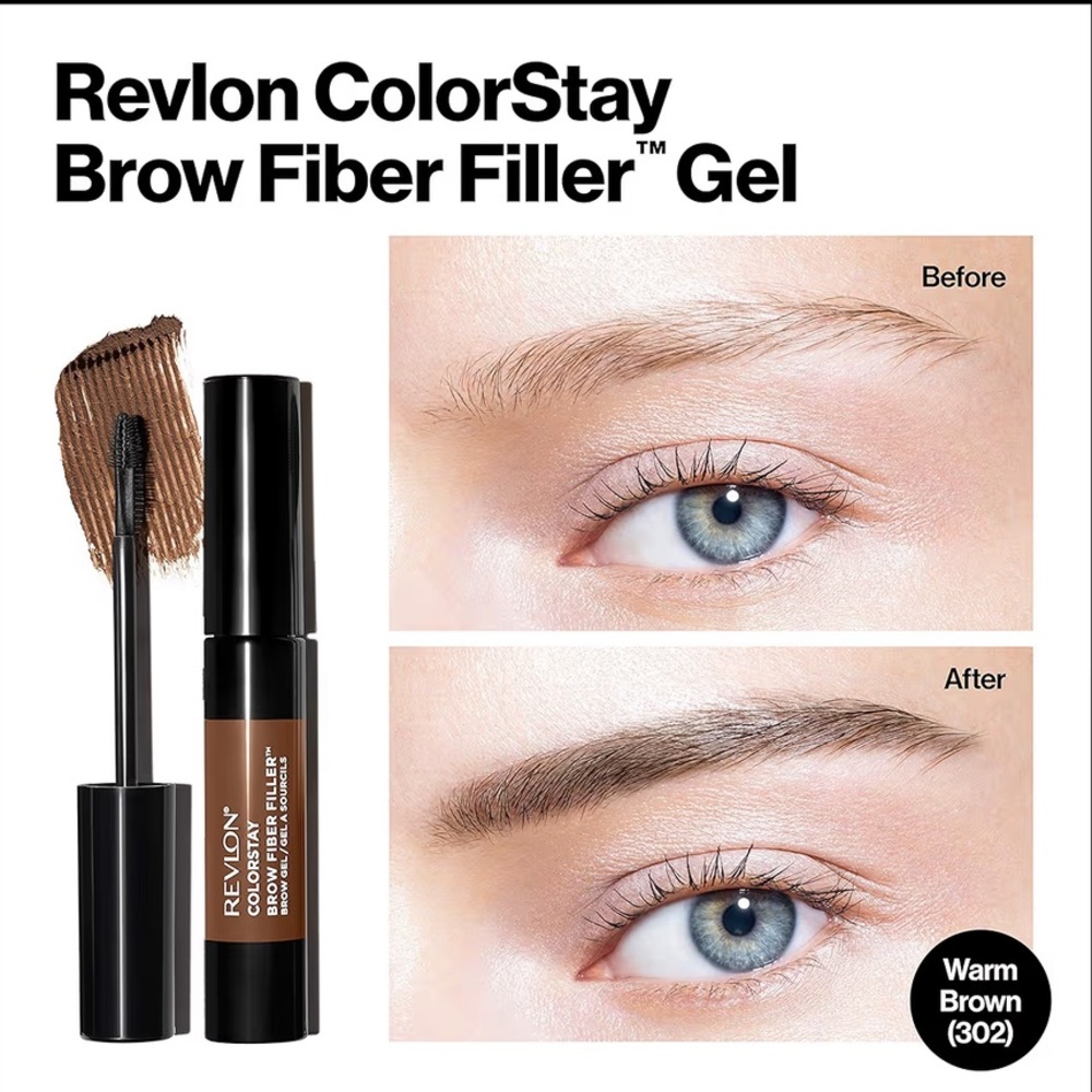 Revlon ColorStay Brow Fiber Filler Eyebrow Gel, 302 Warm Brown